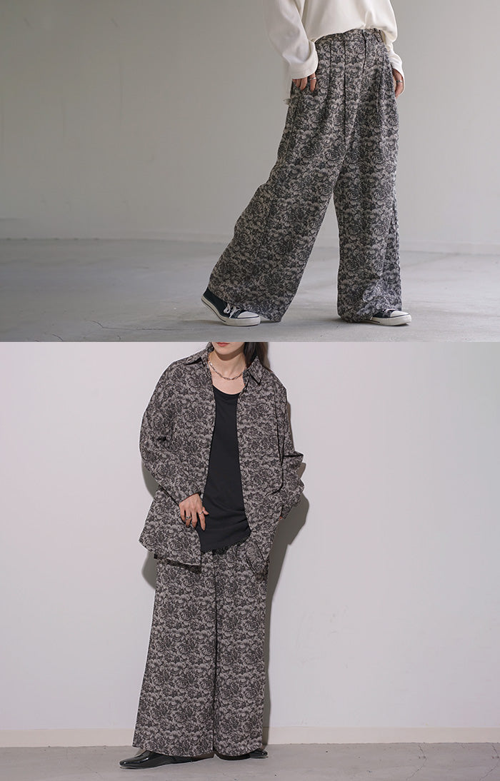 パンツ 別売り セットアップ可 ワイド ジャガード レディース