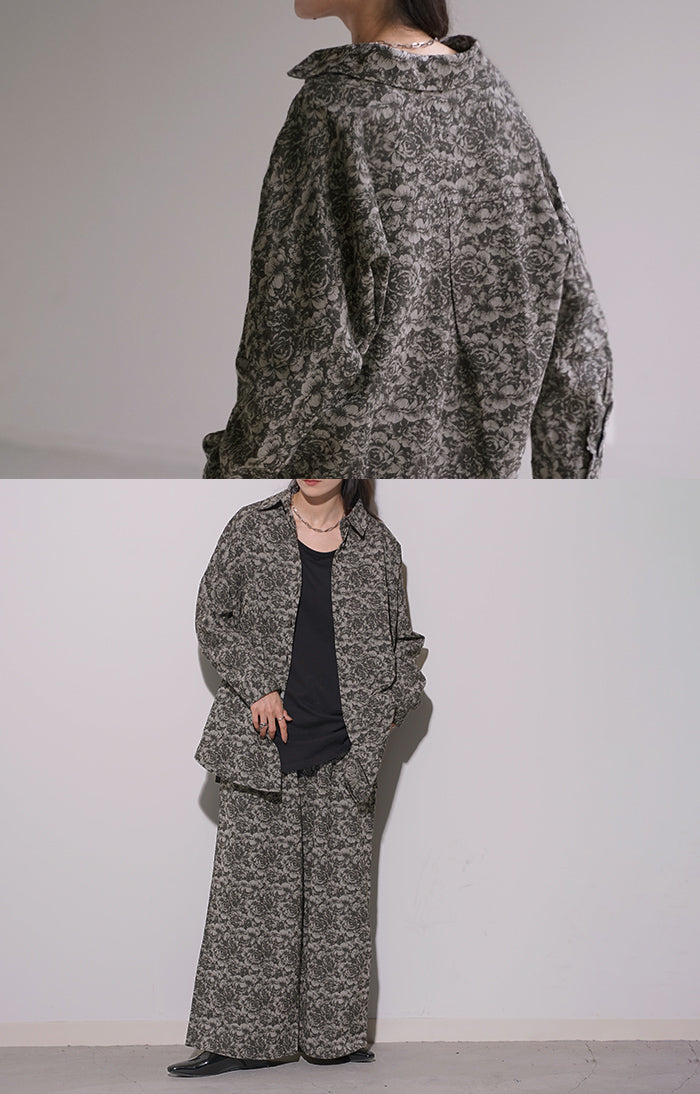 シャツ ジャガード レディース ジャケット ロング ロングシャツ