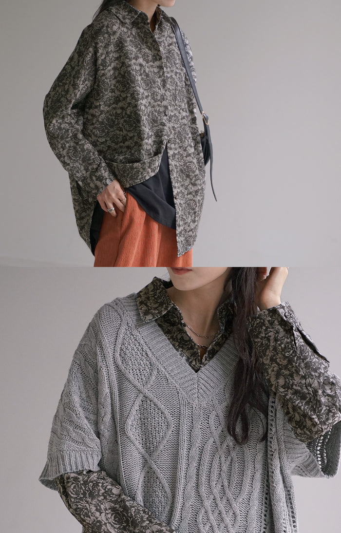 シャツ ジャガード レディース ジャケット ロング ロングシャツ