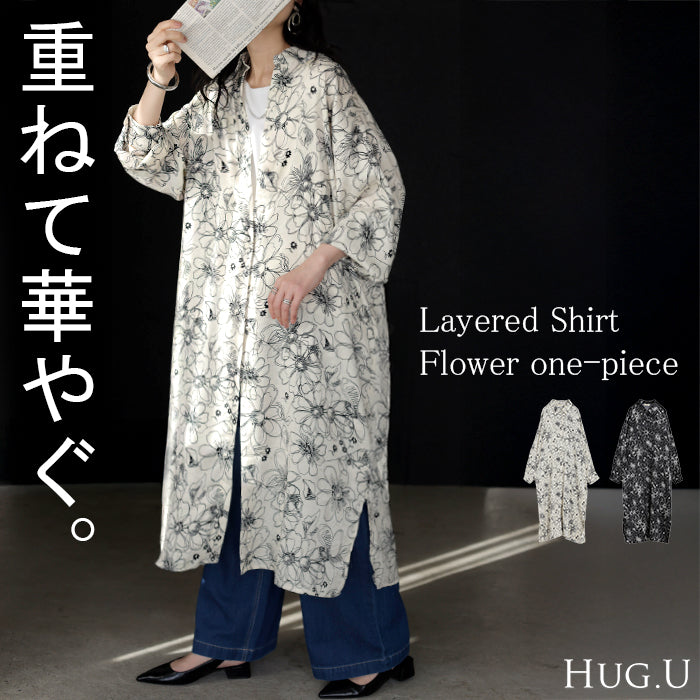 ワンピース シャツ 花柄 ワンピ シフォンワンピース ロングワンピース
