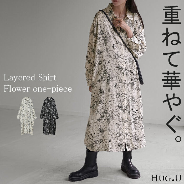 ワンピース シャツ 花柄 ワンピ シフォンワンピース ロングワンピース