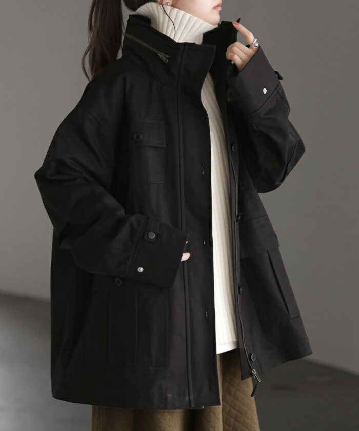 ジャケット 「 フード 収納可 」 ミリタリー コート レディース