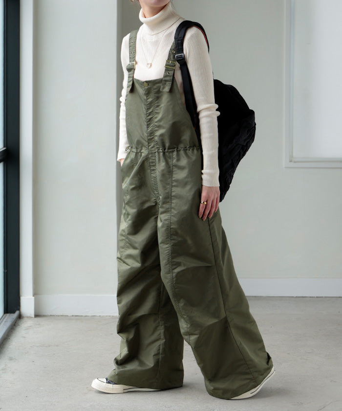 サロペット MA-1 風 ワイド レディース サロペ パンツ ロング ロング