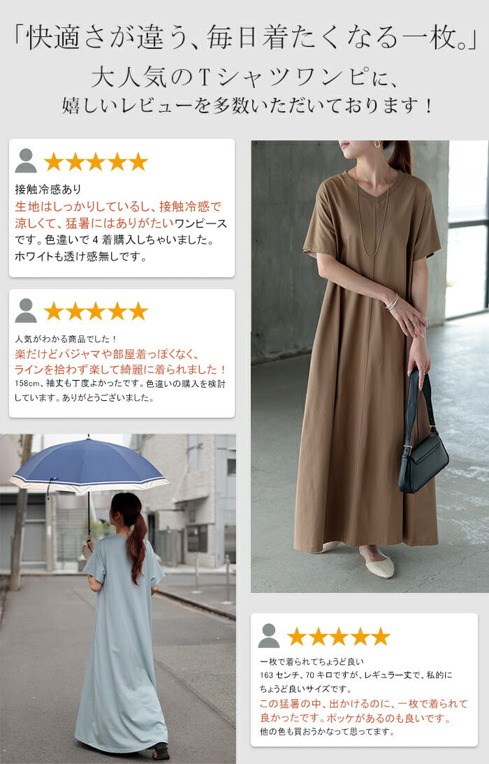 ワンピース Tシャツ 接触冷感 UVカット 選べる2丈 ロング ワンピ