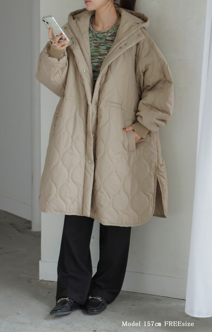 アウター キルティング レディース ロング ロングコート 中綿 パーカー