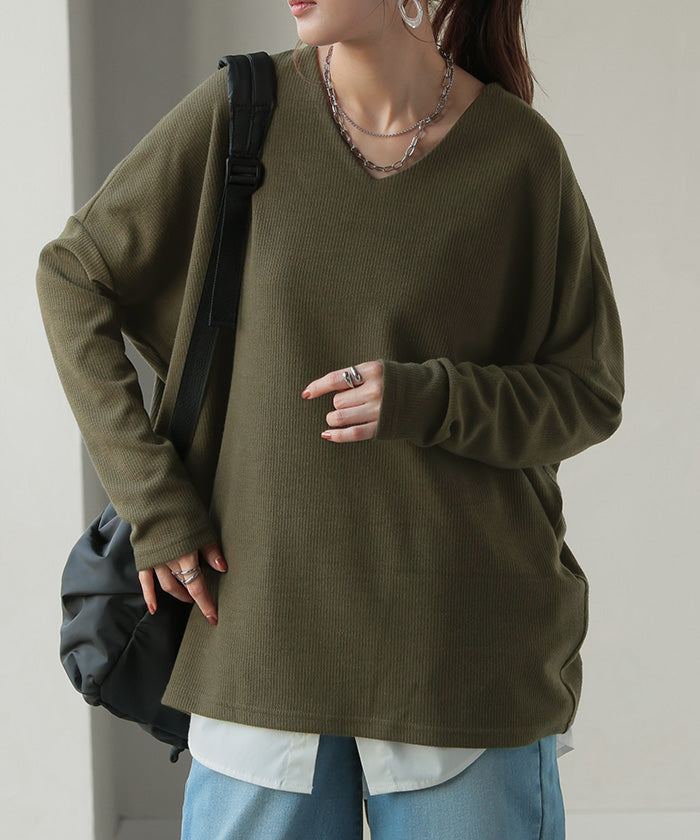 HUG Ō WäR ドルマンスリーブ長袖Tシャツ カーキ色　未使用　雅姫さん ロンT ドルマン トップス レディース 長袖 Tシャツ カットソー ロング