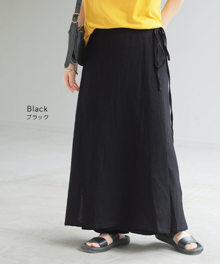 パンツ 巻きスカート セット アシメ ワイド レディース ワイドパンツ