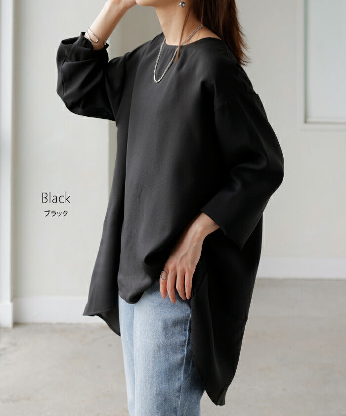 シャツ シアー シフォン ノーカラー トップス レディース Aライン