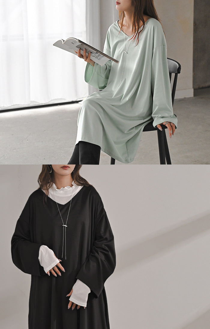 ロンT 接触冷感 チュニック レディース 涼しい トップス 長袖 Tシャツ