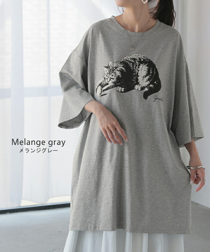 猫 Tシャツ 接触冷感 ロゴ トップス レディース 半袖 プリント