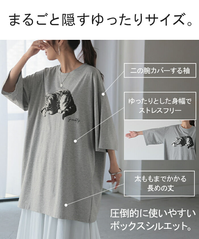 猫 Tシャツ 接触冷感 ロゴ トップス レディース 半袖 プリント