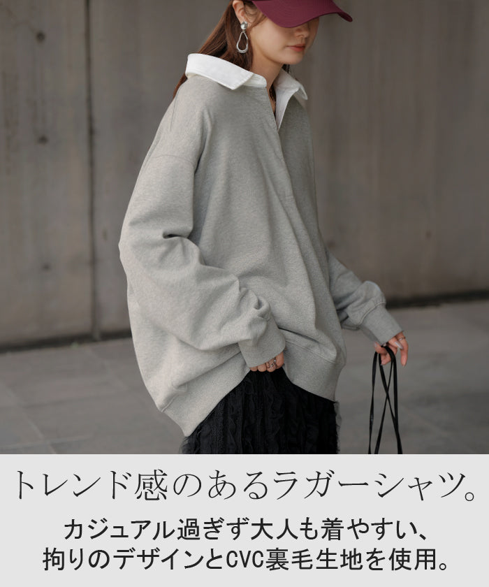 スウェット ラガーシャツ チュニック レディース トップス ロング