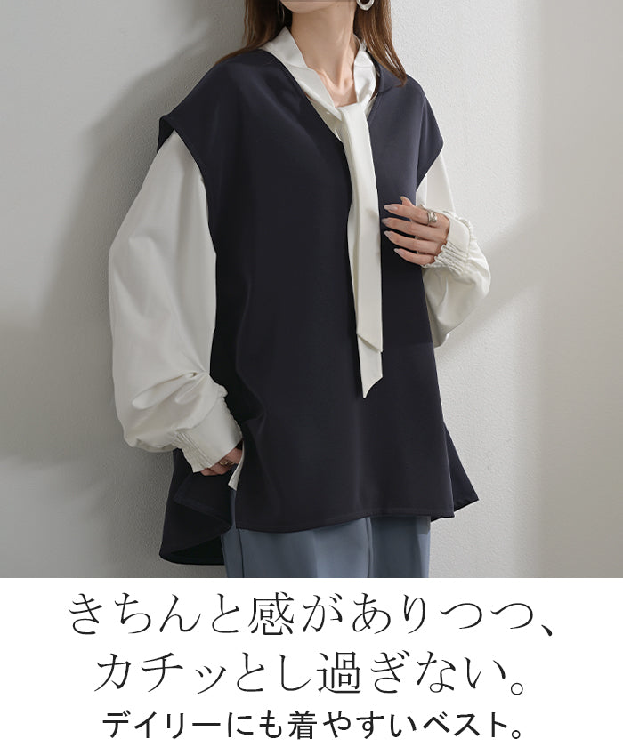 2025AW新作 ベスト ジレ ロングベスト レディース チュニック トップス