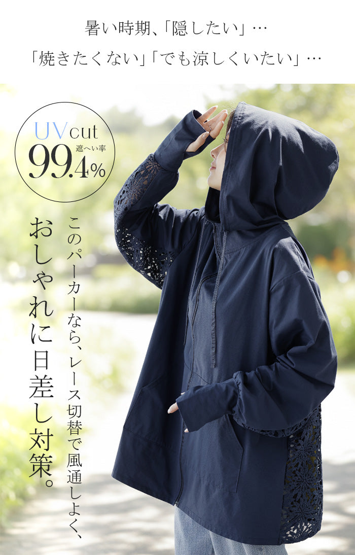 2026SS新作 UVパーカー レース 遮へい率99.4% レディース 接触冷感 □7