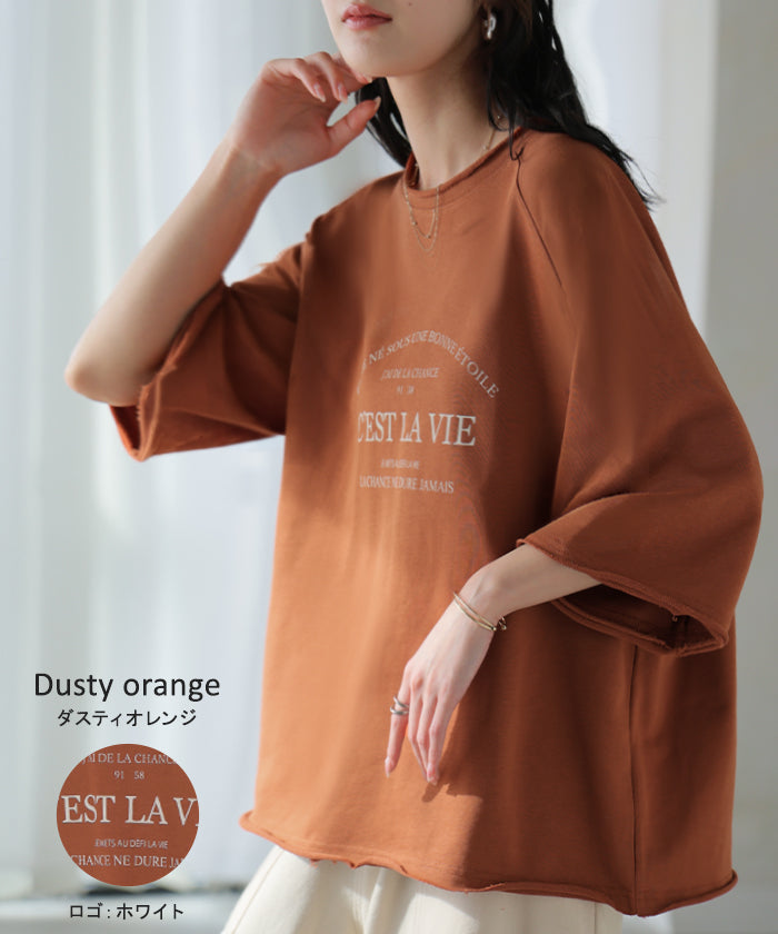 2026SS新作 Tシャツ ジャスト丈 ロゴ トップス レディース 綿100 半袖