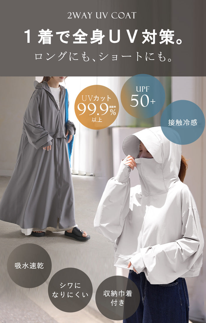 2026SS新作 UVカットパーカー 「遮へい率99.9％以上」 2way つば付き
