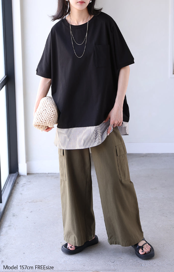 夏セール】 2026SS新作 Tシャツ 「重ね着風」 接触冷感 UVカット 抗菌
