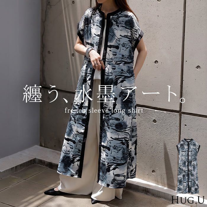 2026SS新作 ワンピース アート □7月中旬入荷 柄 フレンチスリーブ