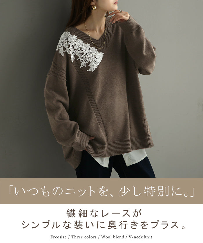 週末限定値下げ！新品同様☆theoryluxe☆お袖ボリュームレース編みニット 2026AW新作 ニット Vネック レース 吸湿 発熱 □11月上旬入荷 洗濯機