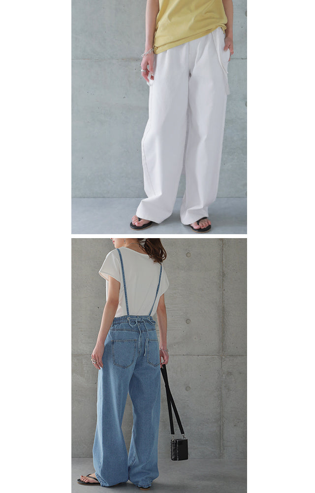 デニムライフを楽しむ2way大人サロペ レディース デニム パンツ デニム