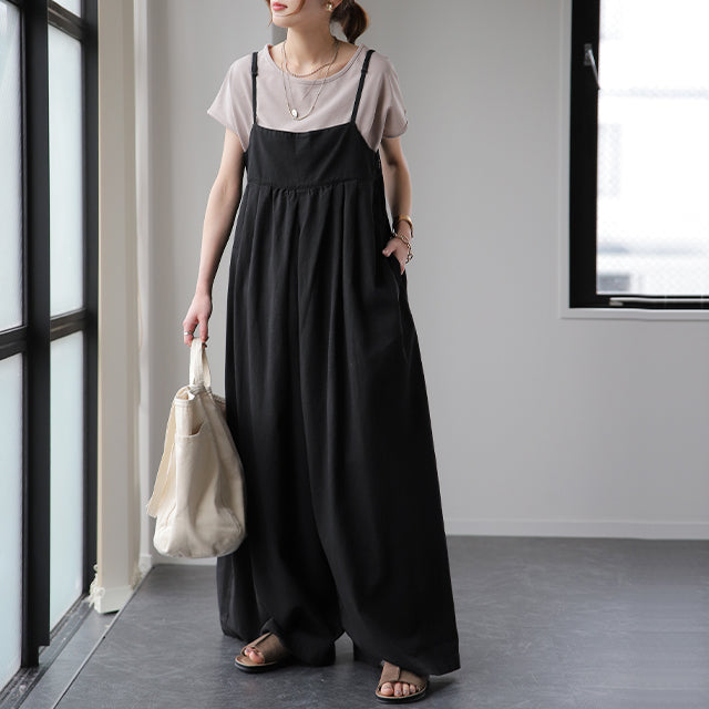 華奢紐 ×ワイド サロペット オールインワン レディース 20代 30