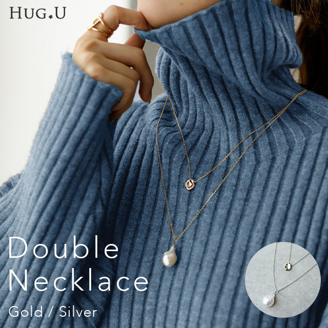 重ね付け風【 バロックパール 】 ネックレス チェーン パール