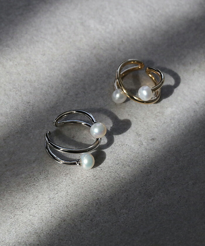 パール イヤーカフ 「 リングにもなる 」 ピアス 風 アクセサリー ノン