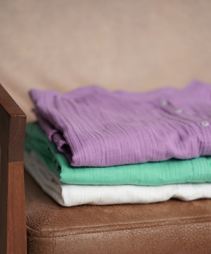 育てる 「 ダ ブ ル ガ ー ゼ 」 シャツ バンドカラー トップス