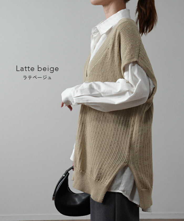 季節の変り目に ベスト 』重ねて 体型カバー チュニック ニット