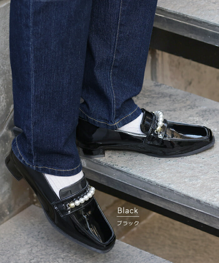 22.5cm ～ 24.5cm パールビット ローファー パール エナメル パール