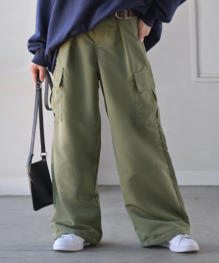 パンツ きれいめ 裾2way カーゴパンツ レディース ワイドパンツ ワイド