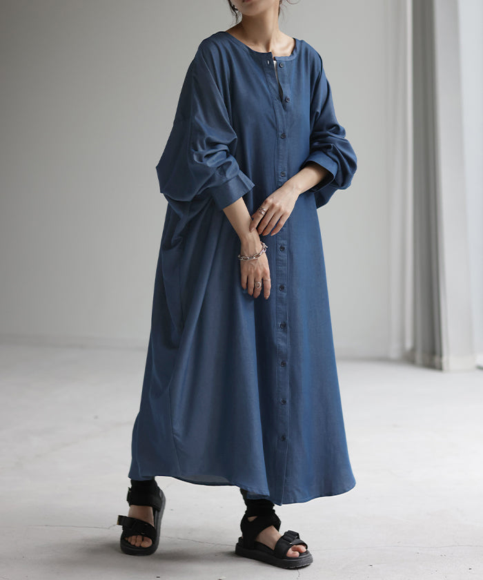 レディース❤️シャツワンピ　ロングシャツ　シアシャツ　ミリタリー ロングシャツ レディース シャツワンピース[品番：DBLW0000122]｜Doux