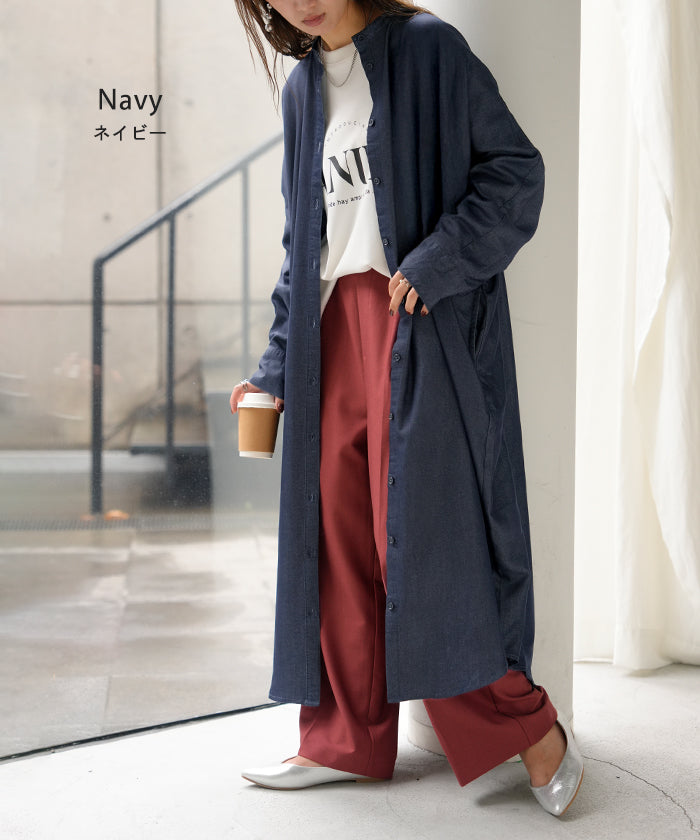 ワンピース シャツワンピース ロング シャツダンガリー レディース