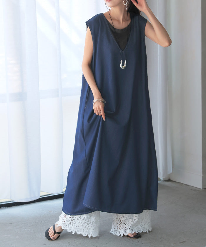 ワンピース 低身長さん向け デニム ワンピ レディース ジャンパー