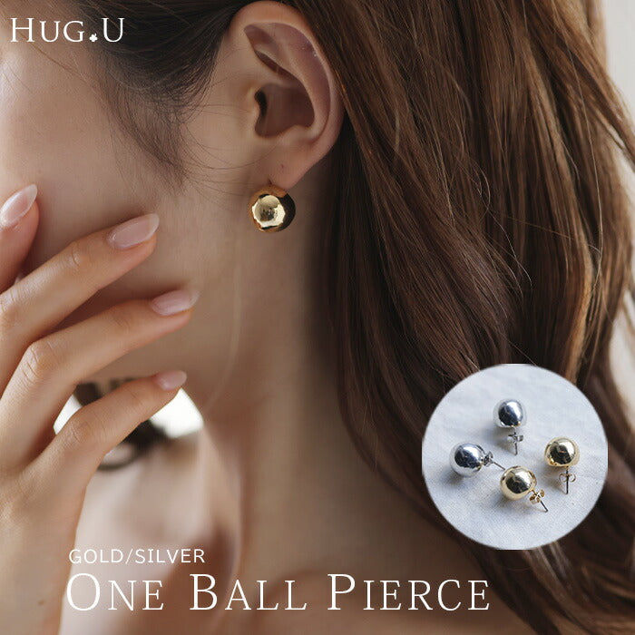 ピアス ボール アクセサリー 丸 大きめ 半円 シルバー ゴールド シルバーアクセサリー 大ぶり 丸玉 アクセ ボールピアス メタルボール モード おしゃれ モチーフ メタル レディース ごつめ 人気 両耳用 シンプル 個性 大人 パーティー 女性 春 夏 HUG.U