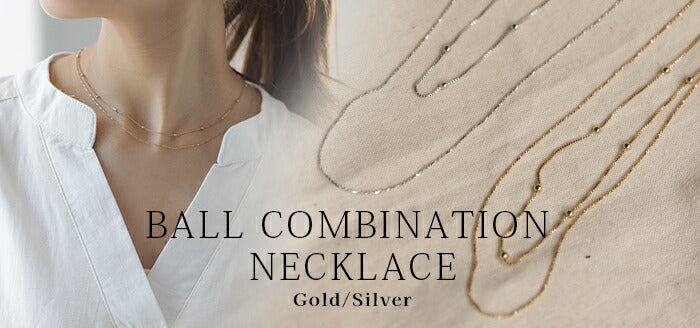 ネックレス 2連 ボールチェーンネックレス チェーン ボール ボール