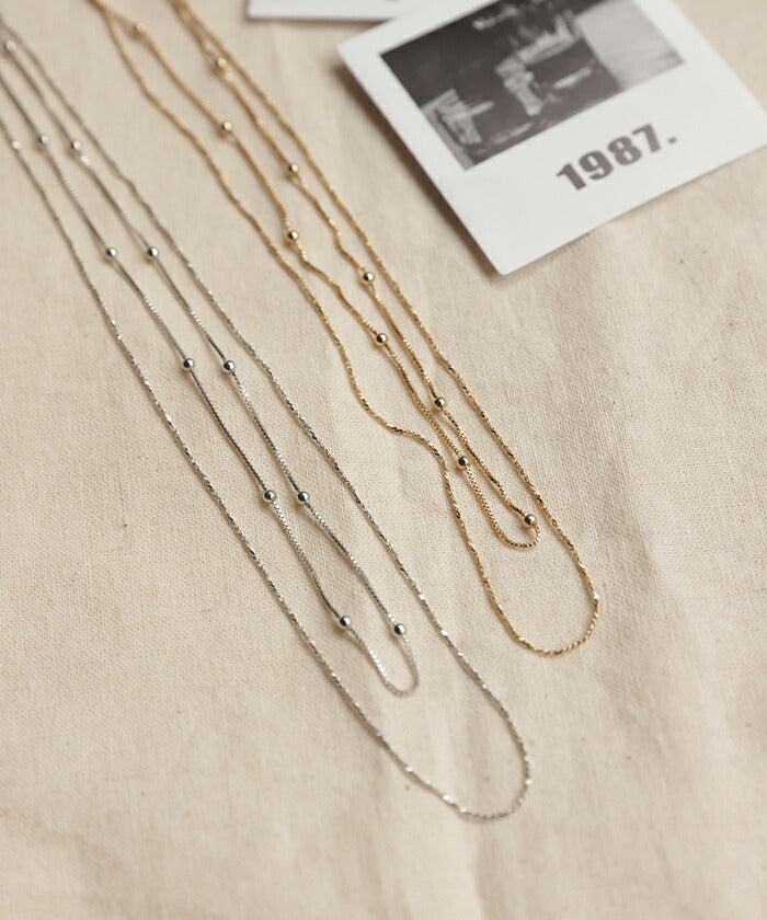 ネックレス 2連 ボールチェーンネックレス チェーン ボール ボール