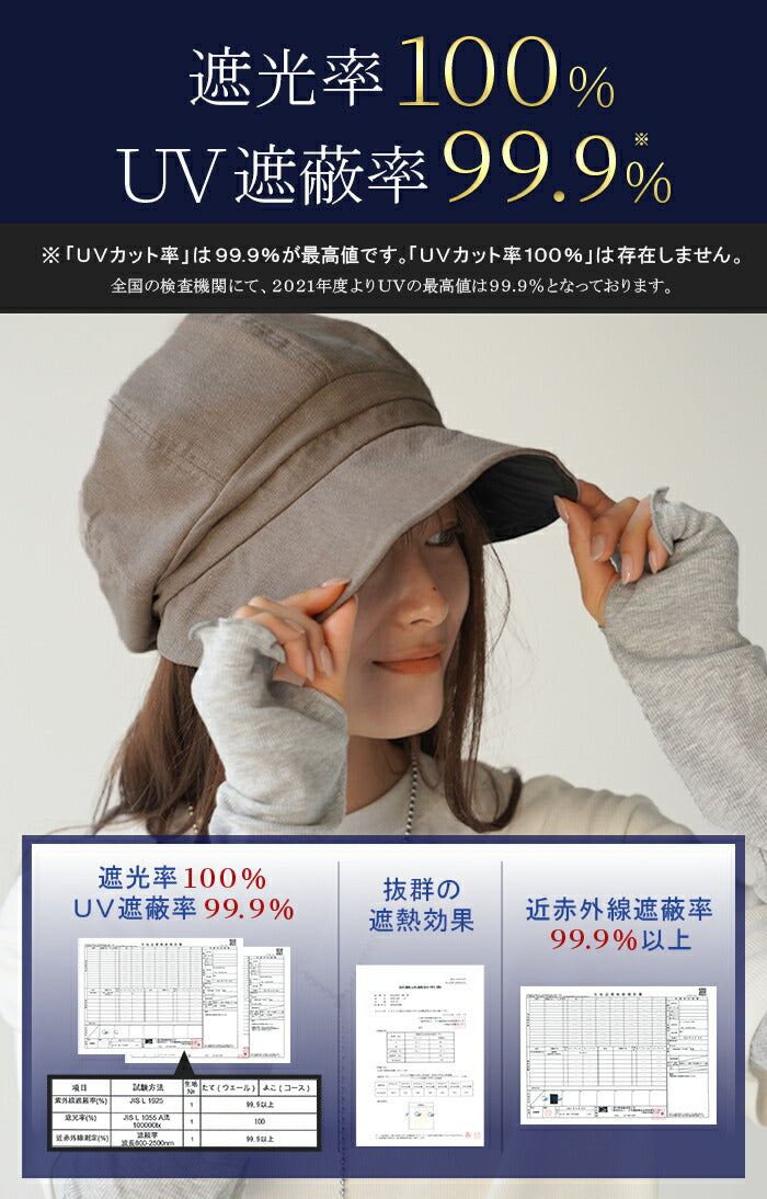 帽子 レディース UVカット キャスケット 遮光 完全遮光 洗える