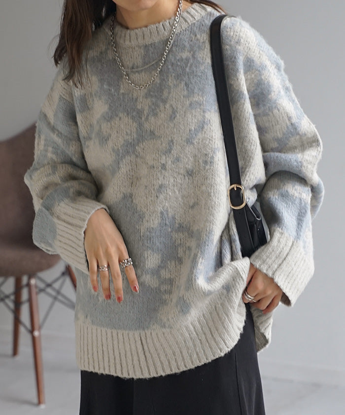 ニット カモフラージュ 柄 レディース トップス バルキーニット