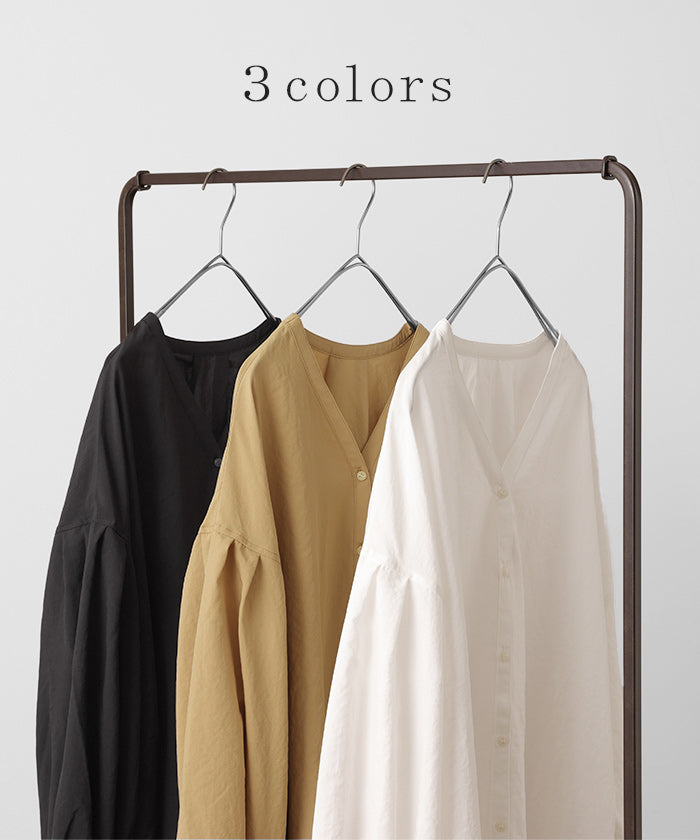 シャツ ぽわん袖 長袖 トップス レディース ロング ロングシャツ