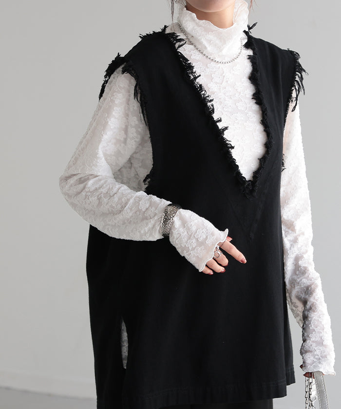 ス レディース レース レイヤード 重ね着 インナー シアー 透け ブラウス HUG.U トップス レディース レース レイヤード 重ね着 インナー