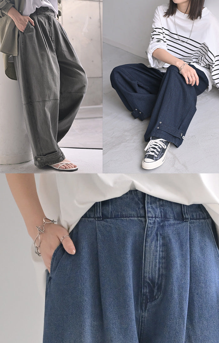 デニム パンツ デニムパンツ カーブ レディース ワイドパンツ