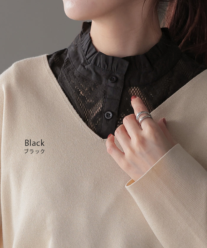 AMBIDEX Store △〇ブロード・レースBIG付け襟(F シロ): CHILD WOMAN