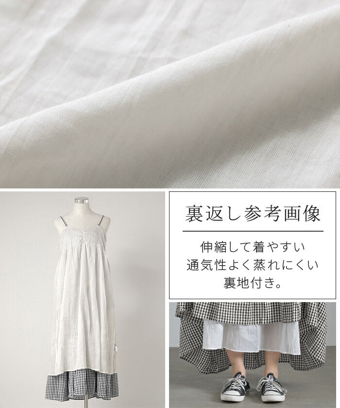 ワンピース ロング 綿100 チェック ワンピ キャミワンピ レディース