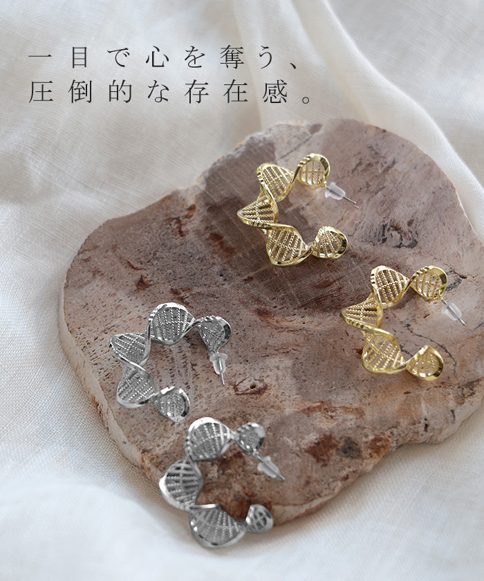 ピアス スパイラル デザイン アクセサリー レディース アクセ 大ぶり