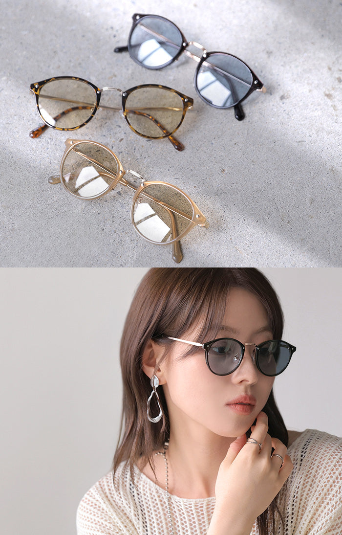 J*k様 <新品> サングラス ユニセックス ベージュ系 2026SS新作 サングラス UVカット カラーレンズ ボストン 紫外線カット