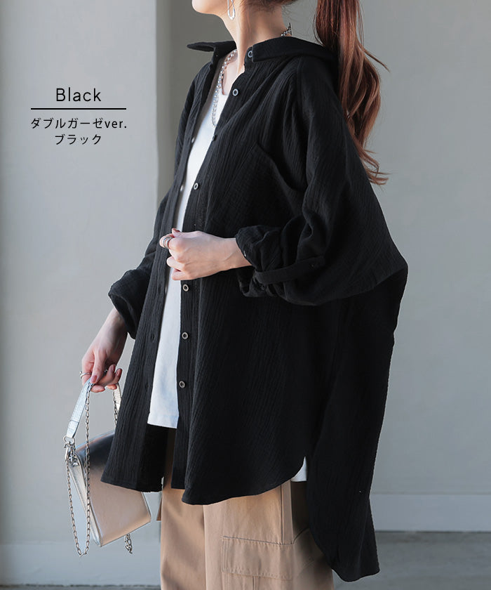 選 べ る 」ダブルガーゼ or リネン 風 シャツ 彼シャツ チュニック