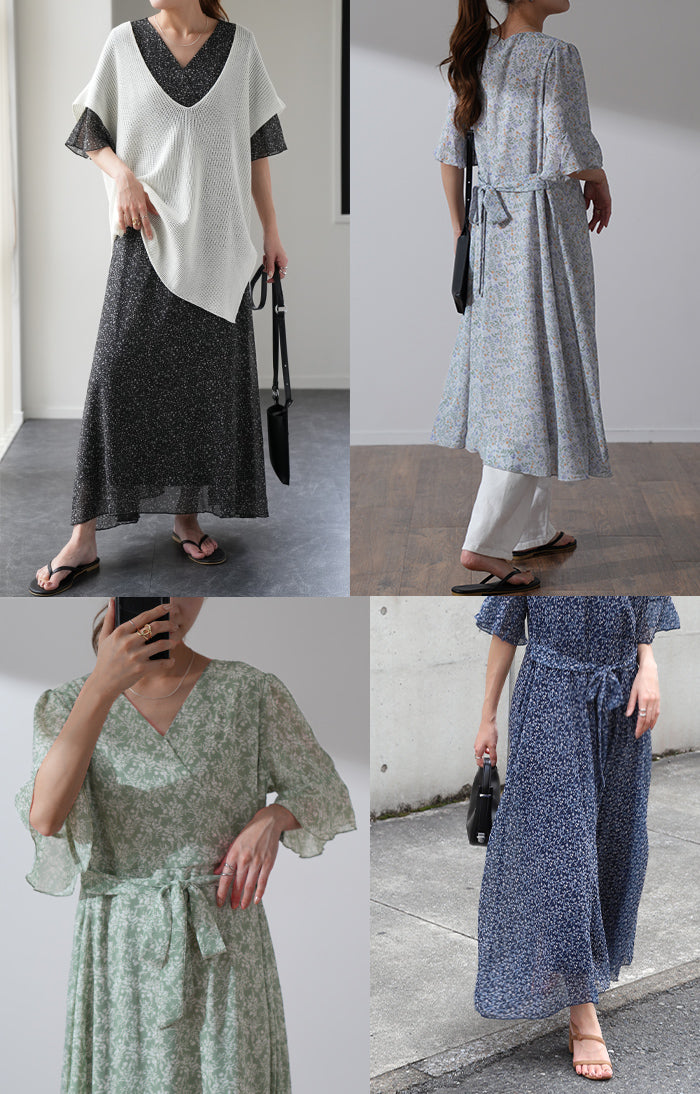 Amazon.co.jp: [HWQFM] ロングワンピース シフォンワンピース