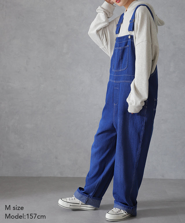 オールインワン デニム レディース サロペット 体型カバー デニム