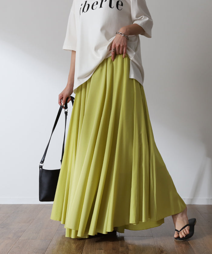 UNITED ARROWS フレア ロングスカート イエロー　40 リネン フレア マキシスカート YELLOW（スカート）｜UNITED